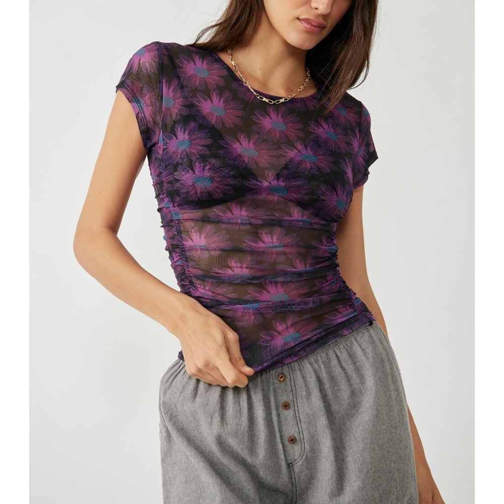 Free People Keep It Simple Mesh Baby Tee - NWT!